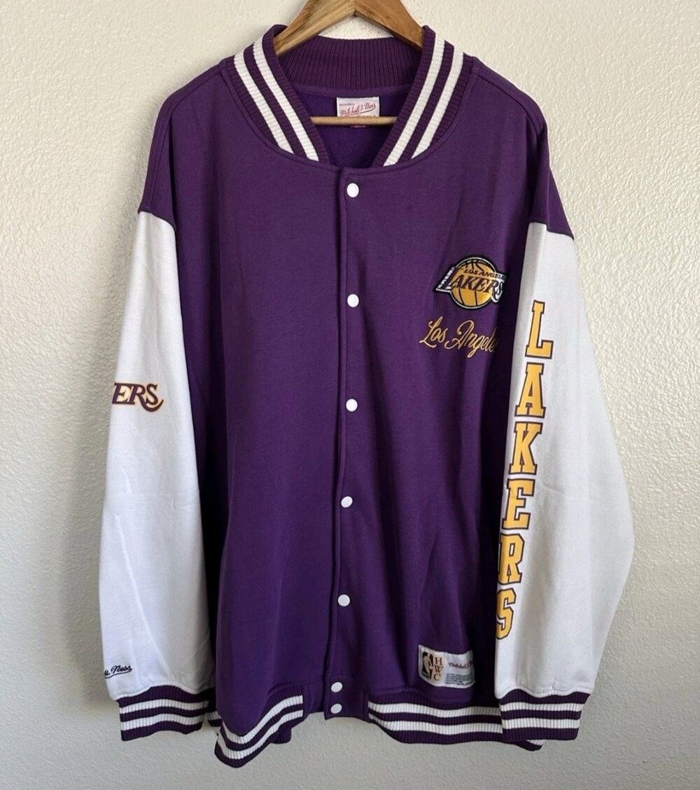 Los Angeles Lakers Mitchell & Ness Hardwood Classics Varsity Jacket SZ 2XLB NEW